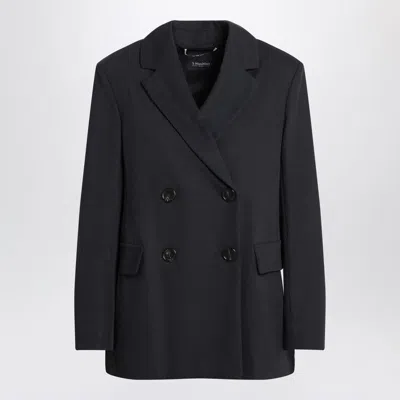 's Max Mara Double-breasted Jacket In Midnight Crêpe In Black
