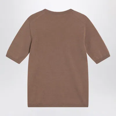 Max Mara Hazelnut-coloured Crew Neck Sweater In Wool Women In Brown