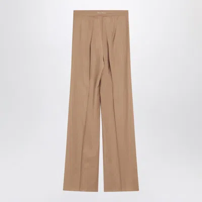 Max Mara High-waist Trousers In Virgin Wool In Brown