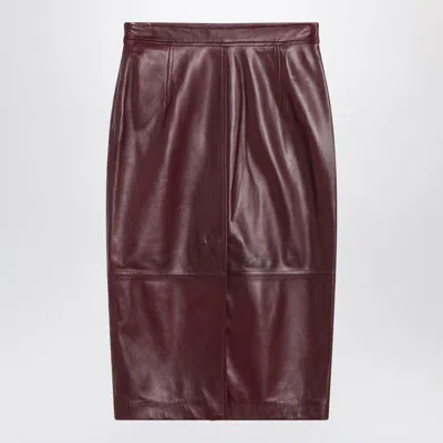 Max Mara Studio Bordeaux Pencil Skirt In Nappa