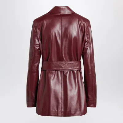 Max Mara Jacket With Belt In Bordeaux Nappa Leather