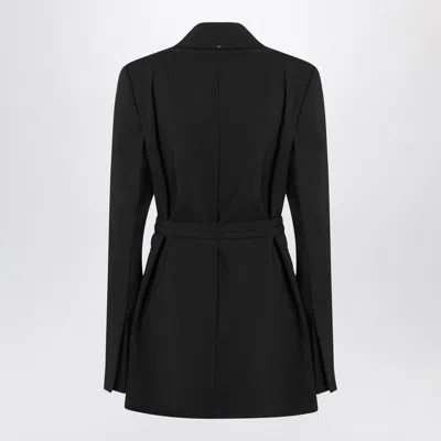 Sportmax Long Double-breasted Jacket With Belt In Black