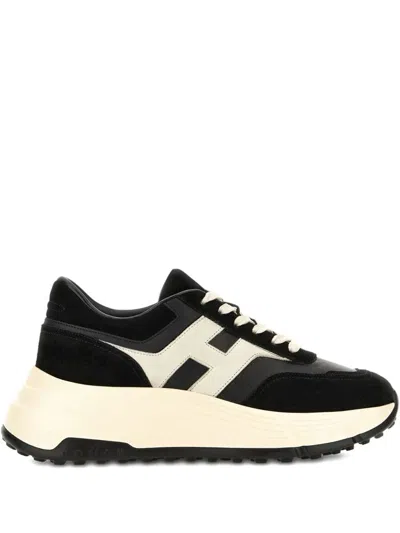 Hogan Suede And Nappa Leather Sneakers With Contrast Panel In Neutral