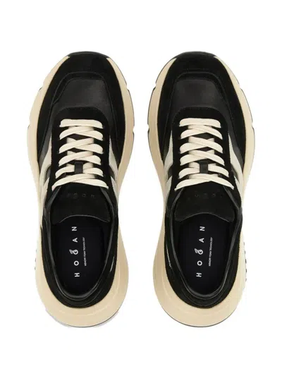 Hogan Suede And Nappa Leather Sneakers With Contrast Panel In Neutral