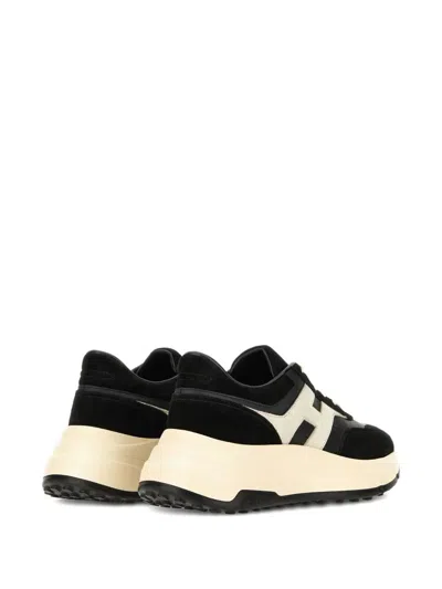 Hogan Suede And Nappa Leather Sneakers With Contrast Panel In Neutral