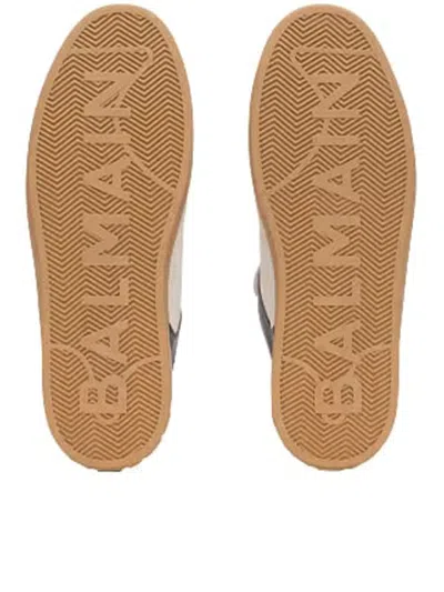 Balmain B-court Flip Leather Trainers In Gray