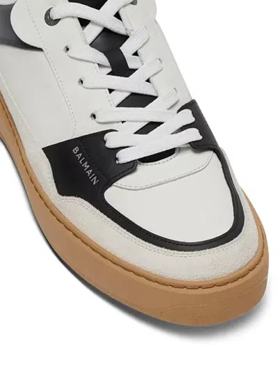 Balmain B-court Flip Leather Trainers In Gray