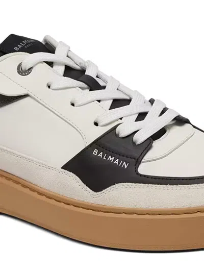 Balmain B-court Flip Leather Trainers In Gray