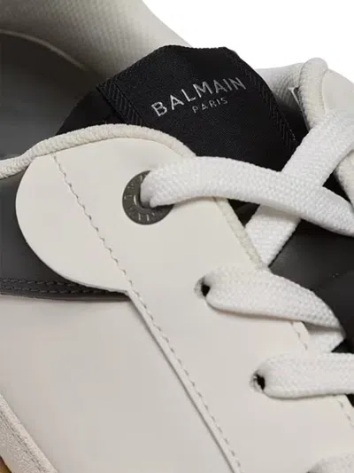 Balmain B-court Flip Leather Trainers In Gray