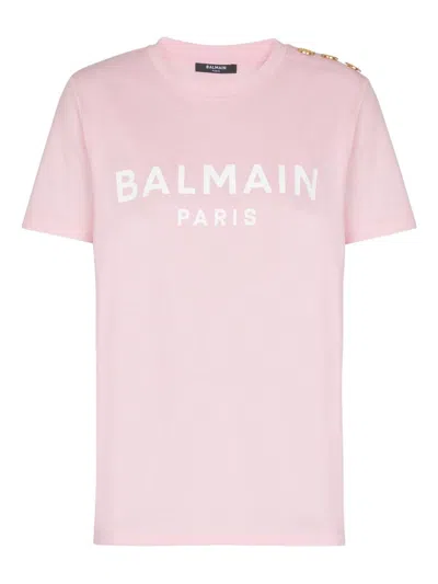 Balmain Tshirt 3 Btn Logo In Pink