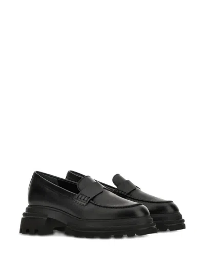 Hogan 10-storey Smooth Leather And Workwear Sole Loafers Shoes