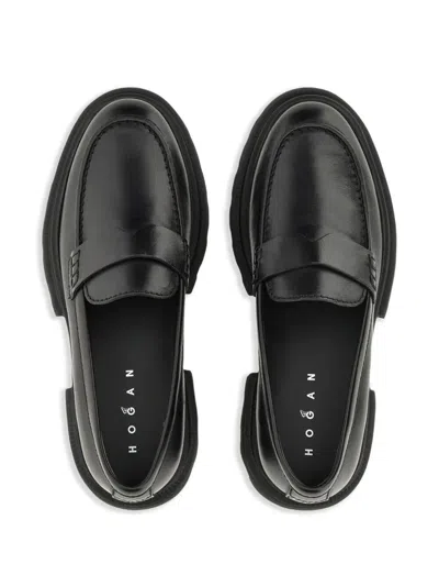 Hogan 10-storey Smooth Leather And Workwear Sole Loafers Shoes