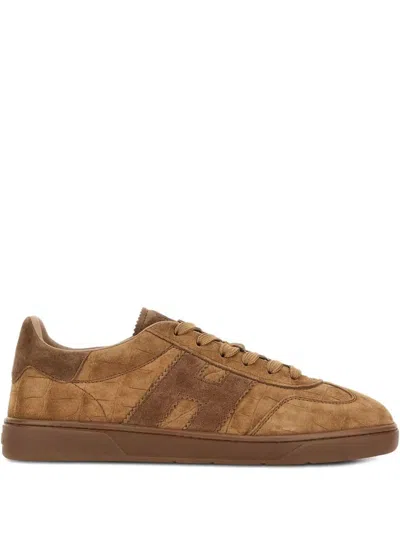 Hogan Cool Crocodile Effect Suede Sneakers