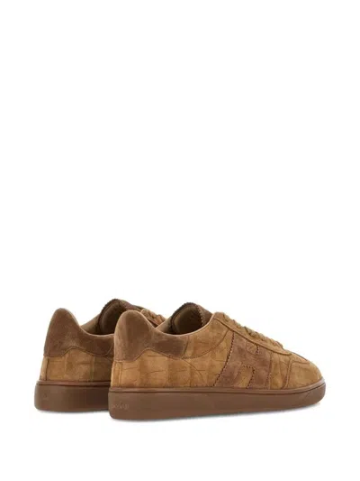 Hogan Cool Crocodile Effect Suede Sneakers
