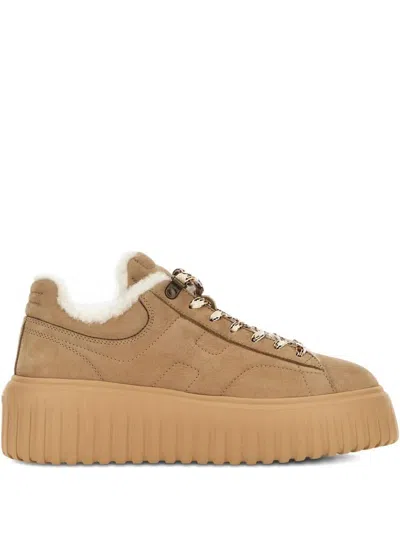 Hogan H-stripes Suede Sneakers With Shearling Lining Shoes