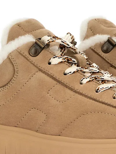 Hogan H-stripes Suede Sneakers With Shearling Lining Shoes
