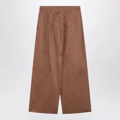 Max Mara Studio Trousers In Gauze Tobacco Color In Brown