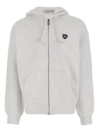 Carhartt Grey Hooded Heart Ii Hartt Zip-up Hoodie In Gray