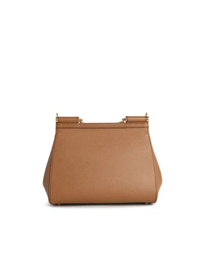 Dolce & Gabbana Sicily Camel Leather Bag In Brown