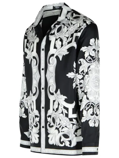 Versace Reversible Black Jacket With Baroque Print In Black