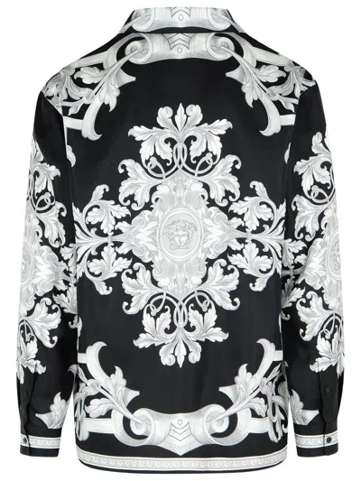 Versace Reversible Black Jacket With Baroque Print In Black