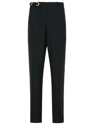 Versace Wool Blend Trousers Featuring Pockets In Black