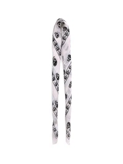 Alexander Mcqueen Ca Skull 104x120 Scarf -  - Blue/black - Wool In Neutral