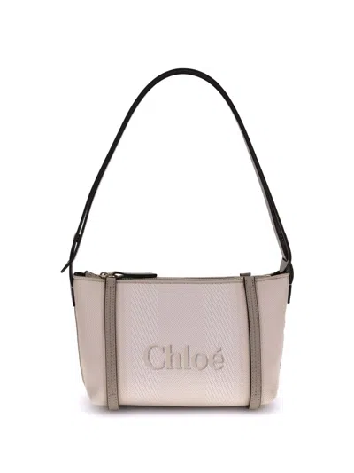 Chloé Structured Canvas Shoulder Bag With Leather Accents