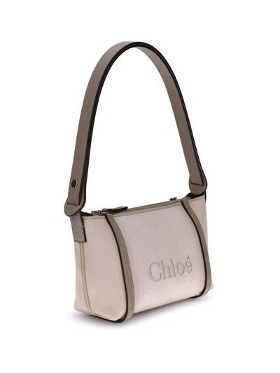 Chloé Structured Canvas Shoulder Bag With Leather Accents
