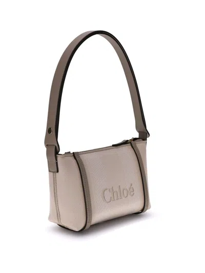 Chloé Structured Canvas Shoulder Bag With Leather Accents