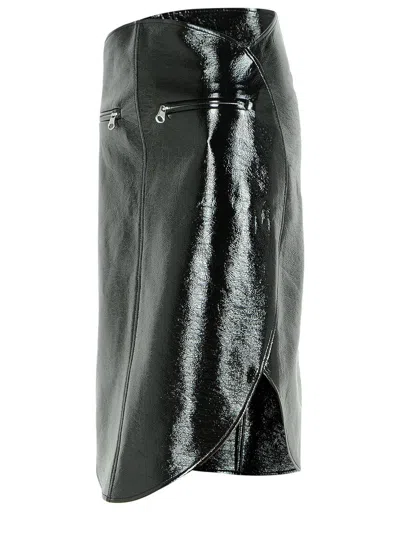 Courrèges Skirt Cotton Blend Asymmetric Hem In Black