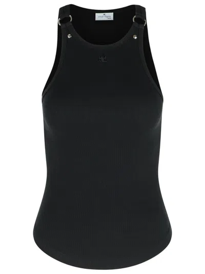 Courrèges Buckle 90s Rib Tank Top In Black