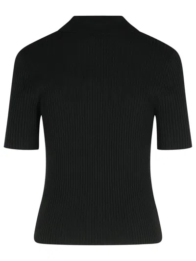 Courrèges Courreges Black Viscose Blend Polo Shirt Women In Black