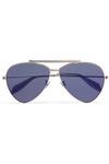 Alexander Mcqueen Aviator-style Silver-tone Sunglasses