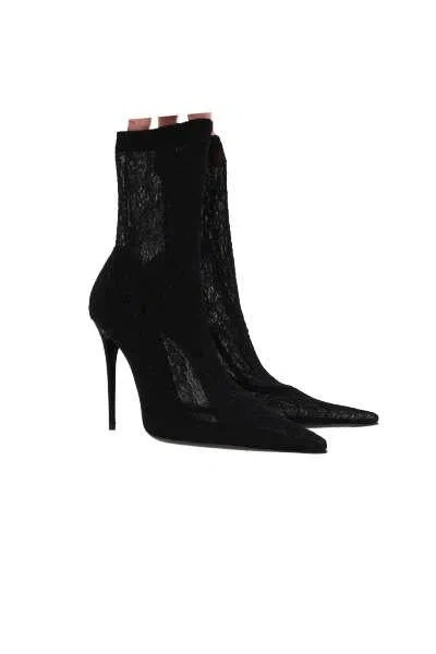 Dolce & Gabbana Lollo Lace And Leather Ankle Boots