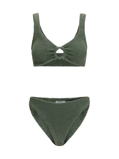 Hunza G 'julia' Green Bikini With Chunky Fixed Straps And Cut-out With Ring In Green