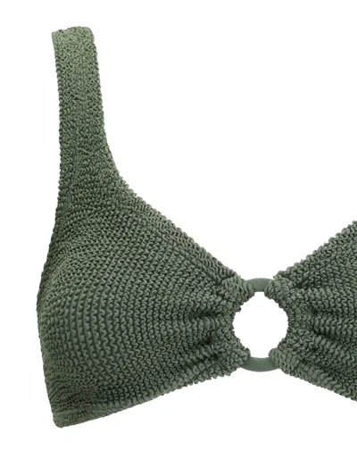Hunza G 'julia' Green Bikini With Chunky Fixed Straps And Cut-out With Ring In Green