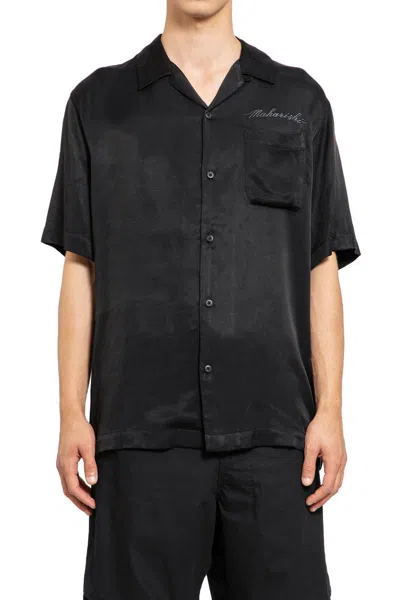 Maharishi Camicia Con Colletto A Campo Tiger Dragon In Black