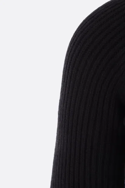 Rick Owens Black Long Sleeve Top With Crewneck In Cashmere And Wool Man In Black