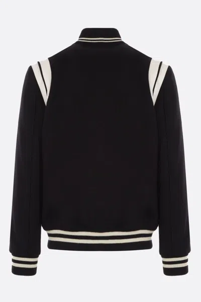 Saint Laurent Men Teddy Varsity Bomber Jacket In Black