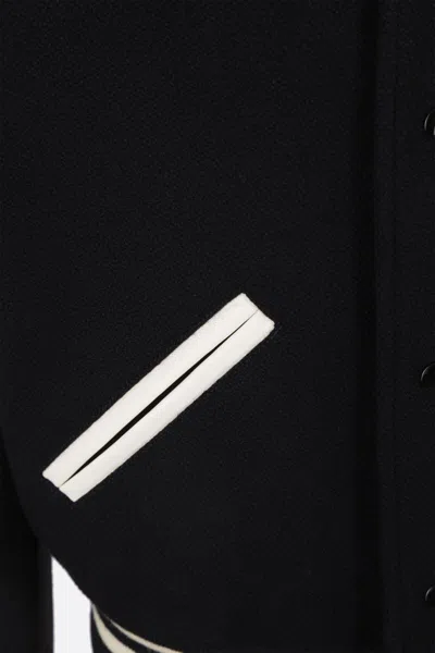 Saint Laurent Men Teddy Varsity Bomber Jacket In Black