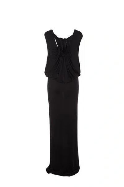 Saint Laurent Shoulder-baring Long Dress With Gathered Accents