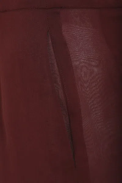 Saint Laurent Sheer Knit Midi Pencil Skirt In Burgundy