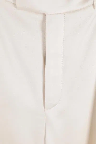 Saint Laurent White Wide Leg Satin Trousers In White