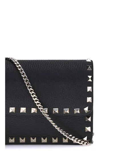 Valentino Rockstud Pochette With Chain In Brown