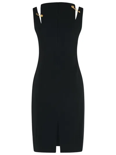 Versace Medusa Safety Pin Cutout Sleeveless Techno Cady Dress In Black