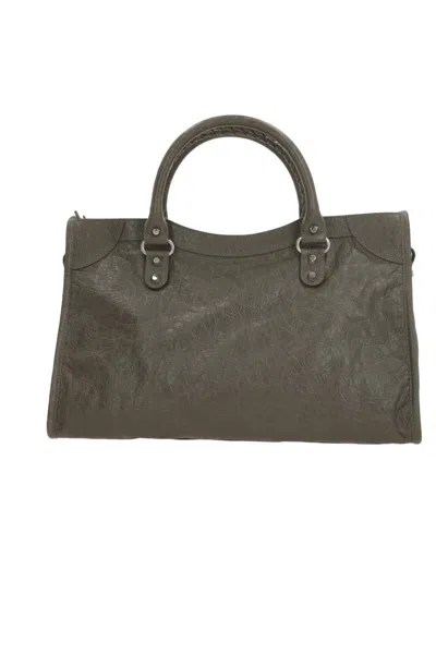 Balenciaga Taupe Le City Medium Satchel In Green