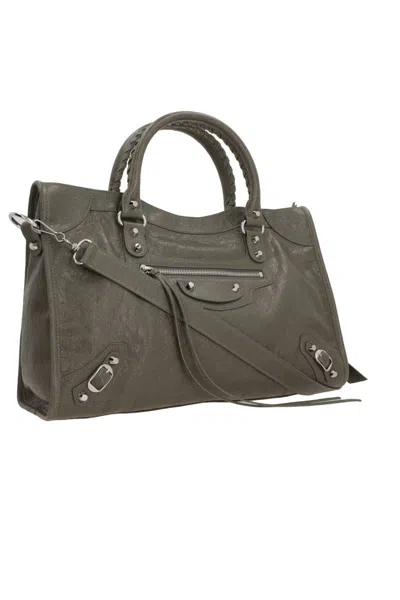 Balenciaga Taupe Le City Medium Satchel In Green