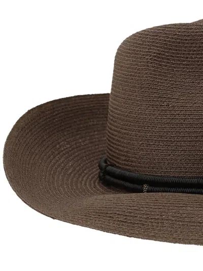 Brunello Cucinelli Women Fedora In Hemp And Techno Cotton In Brown