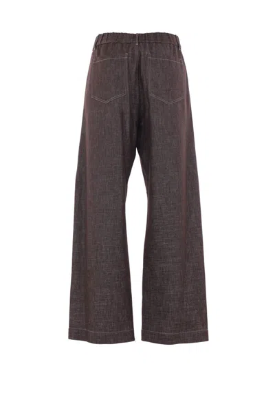 Brunello Cucinelli Trousers Wide Leg Drawstring Waist In Brown